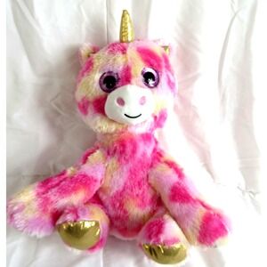 RMS Intl Pink & Gold Pig Unicorn Stuffed Animal Toy 12 inch
